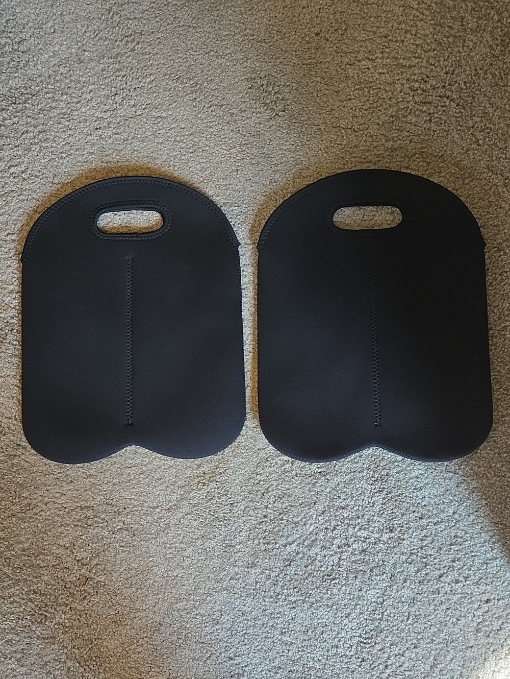 Set Of 2 Black Neoprene Carry Tote Bag Wine/Water Bottles